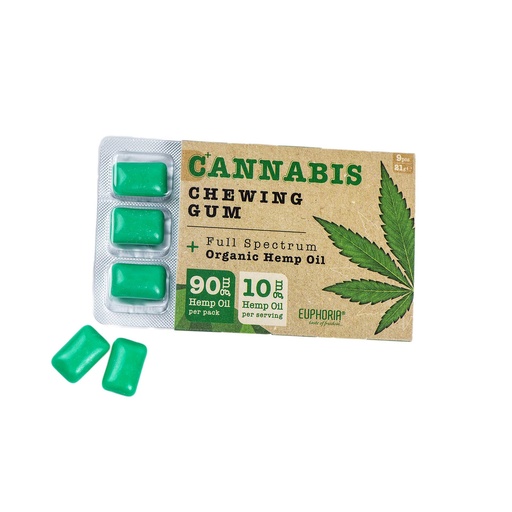 Euphoria Cannabis Chewing gum - 9 pcs - 31 gr - 90 ml Hemp Oil 