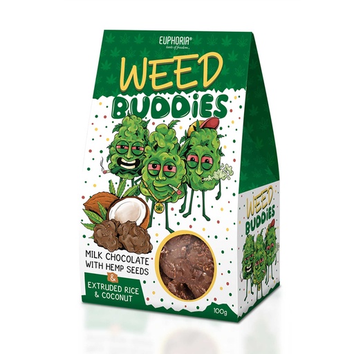 Euphoria Weed Buddies Milk Dark Rice Balls & Coconut - 100 gr