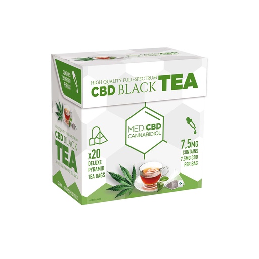 MediCBD Tea Black - Box of  20 Pyramid tea Bags - 150 mg CBD